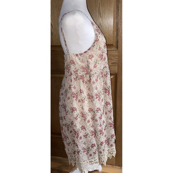 Scrap-Work Large Dress Lace Hem Brown Floral Scrap Work Romantic - Picture 2 of 11